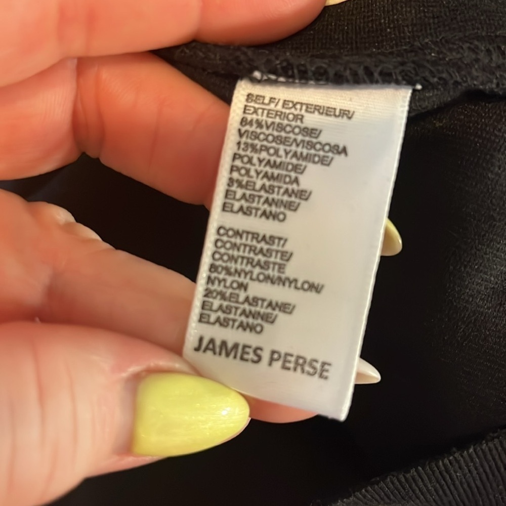 James Perse Dress Elastic Waist 3/4 Sleeves Crewneck JP Size 2 Medium Black - Picture 9 of 10